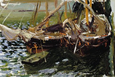 Boats in the Port by Joaquín Sorolla
